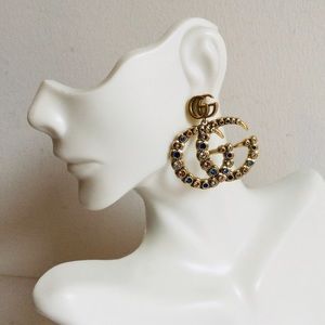 - Auth Gucci Multicolor Crystal Hoop Earrings Great Condition